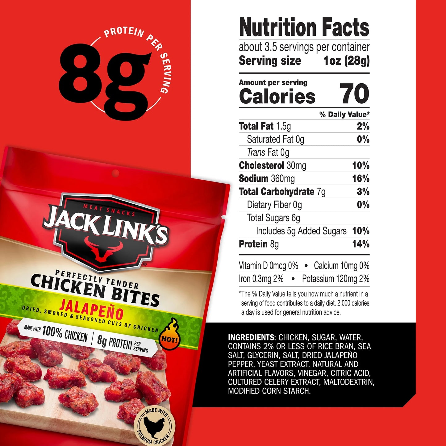 2.85 Ounce Jack Link's Jalapeno Chicken Bites 1/1 Count, 2.85 oz
