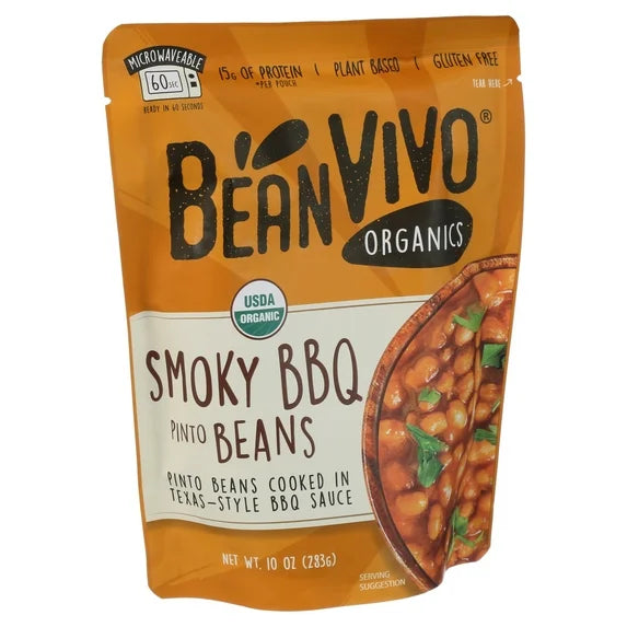 BeanVIVO Organic Smoky BBQ Pinto Beans, 10 oz. Pouch