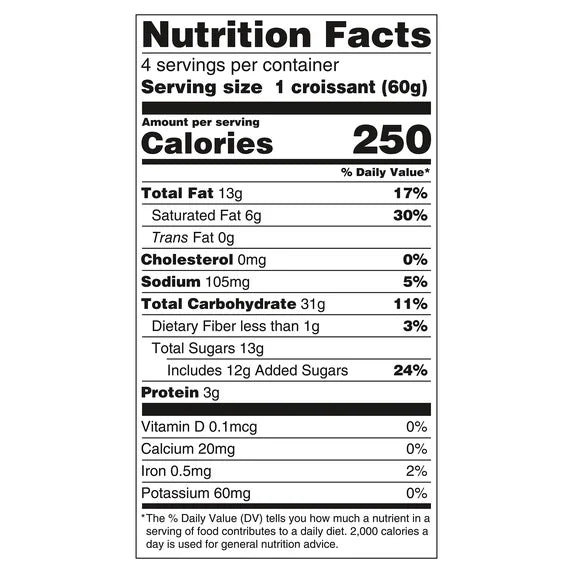 7Days Soft Croissant, Peach (4 Pack), On The Go Breakfast, Individually Wrapped (2.12oz, Pack of 4)