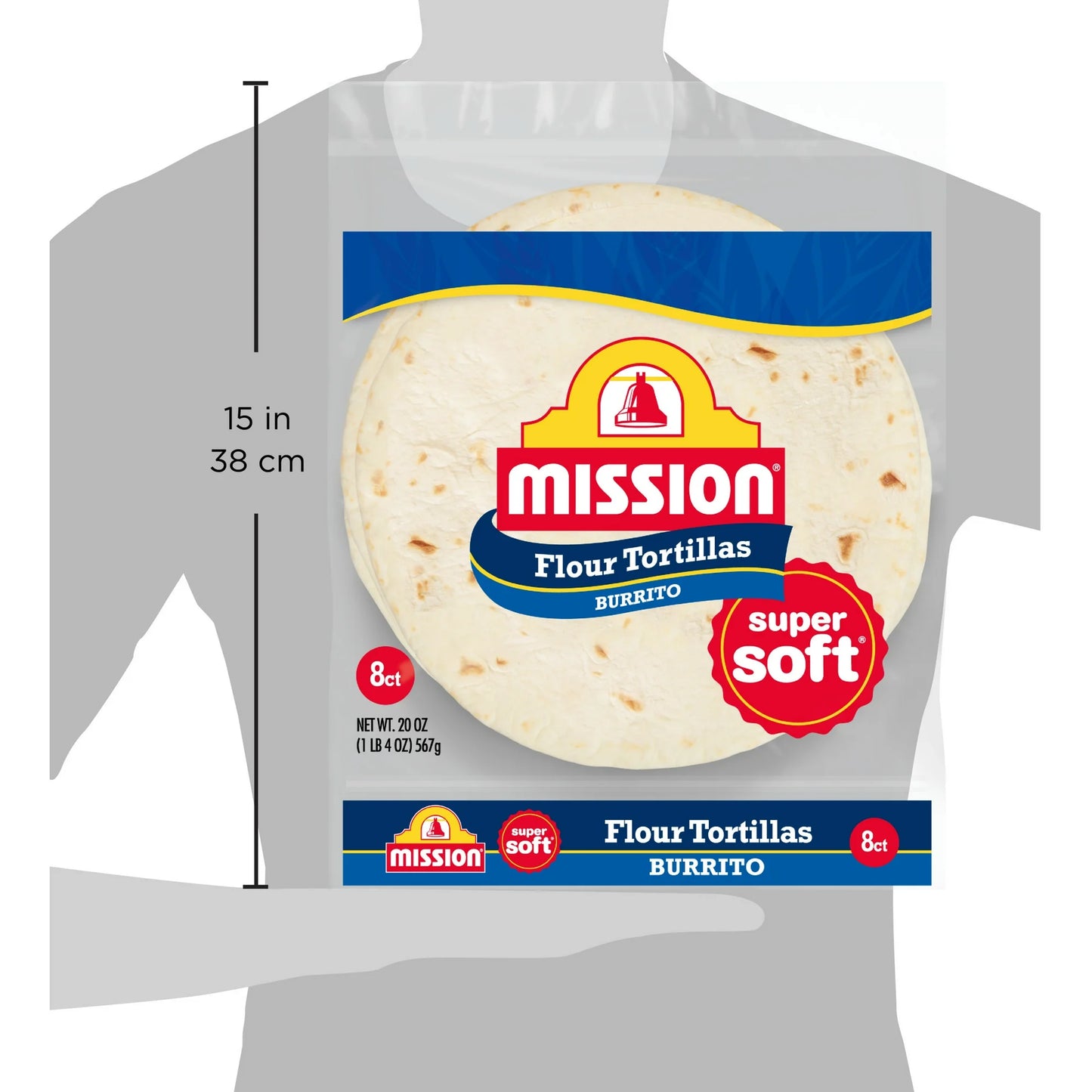 Mission Super Soft Flour Tortillas, Burrito Size, 20oz, 8 Count