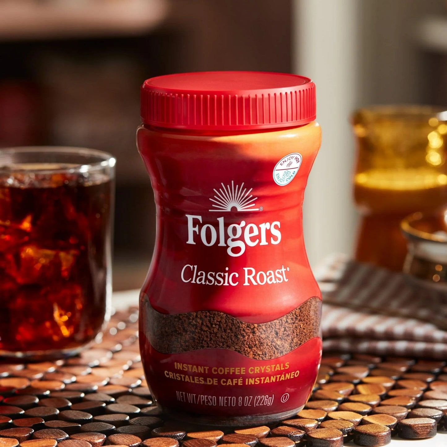 Folgers Classic Roast Instant Coffee, 8 oz Jar