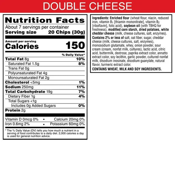 Cheez-It Snap'd Double Cheese Cheesy Baked Chips, Lunch Snacks, 7.5 oz