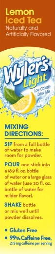 Wyler's(R) Light Lemon Iced Tea Drink Mix, 0.47oz 8-ct. Packs