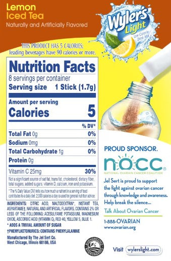 Wyler's(R) Light Lemon Iced Tea Drink Mix, 0.47oz 8-ct. Packs