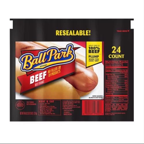 Ball Park Beef Hot Dogs, 24 ct. 2lbs, 13oz