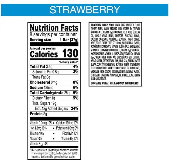 Nutri-Grain Strawberry Soft Baked Breakfast Bars,10.4 0z, 8-ct. Box