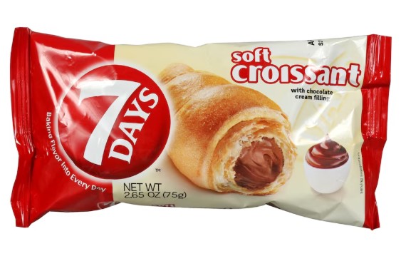 7 Days Soft Croissants, with chocolate cream filling,  2.65-oz.