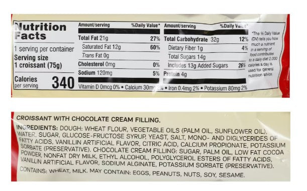 7 Days Soft Croissants, with chocolate cream filling,  2.65-oz.