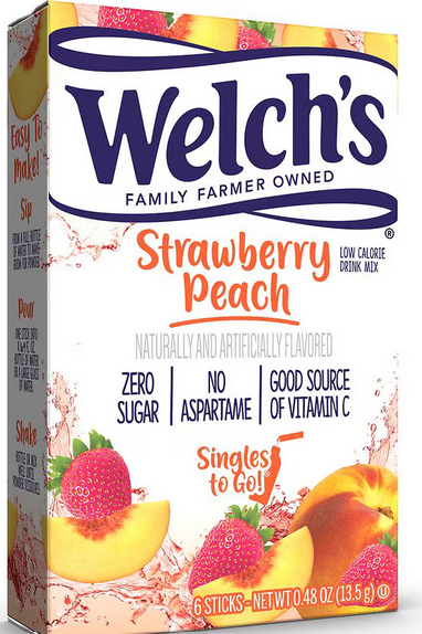 Welch's Drink Mix Strawberry Peach, 0.48oz, 6ct
