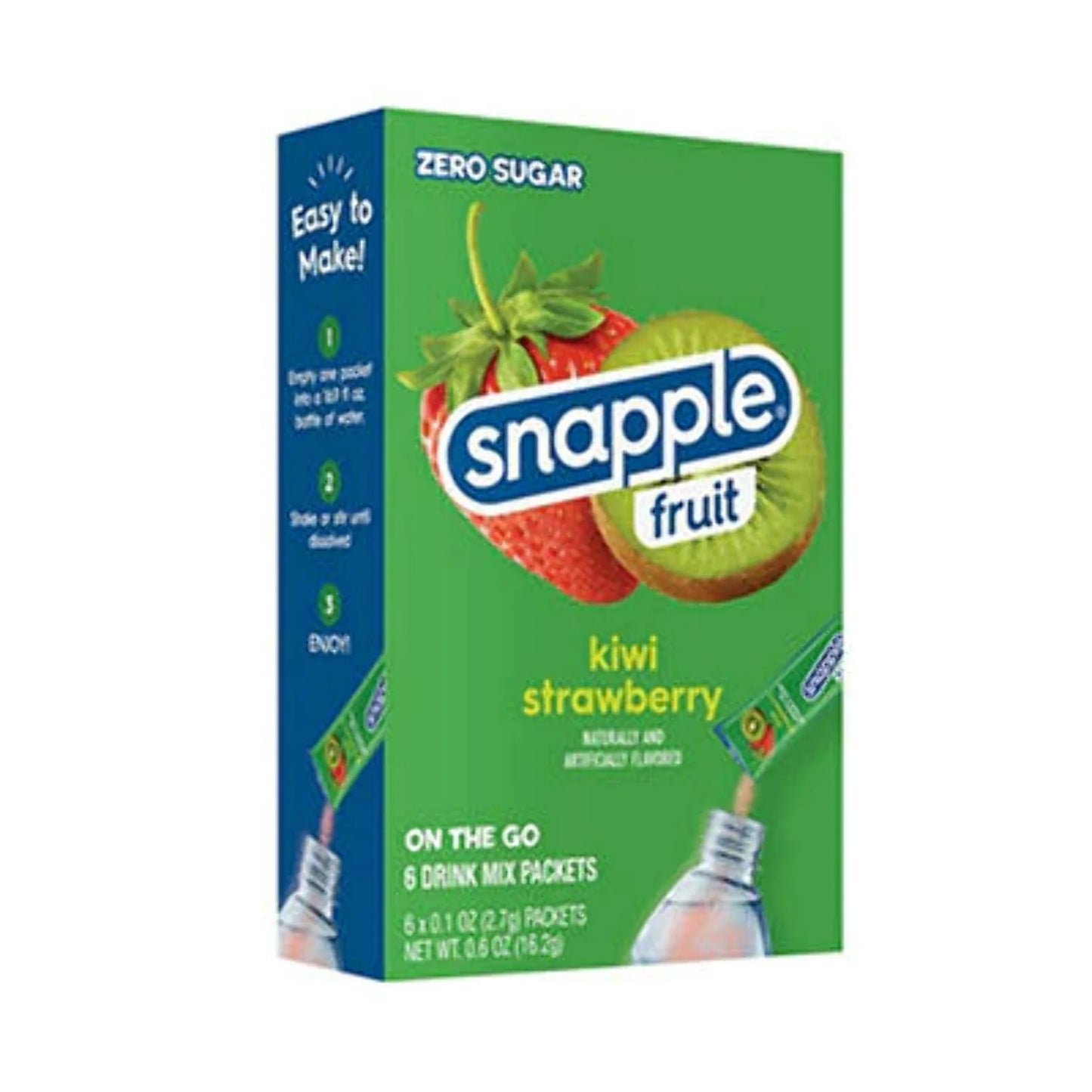 Snapple Kiwi Strawberry, Powdered Drink Mix, 6ct, on-the-go packets, Zero Sugar, 0.6oz