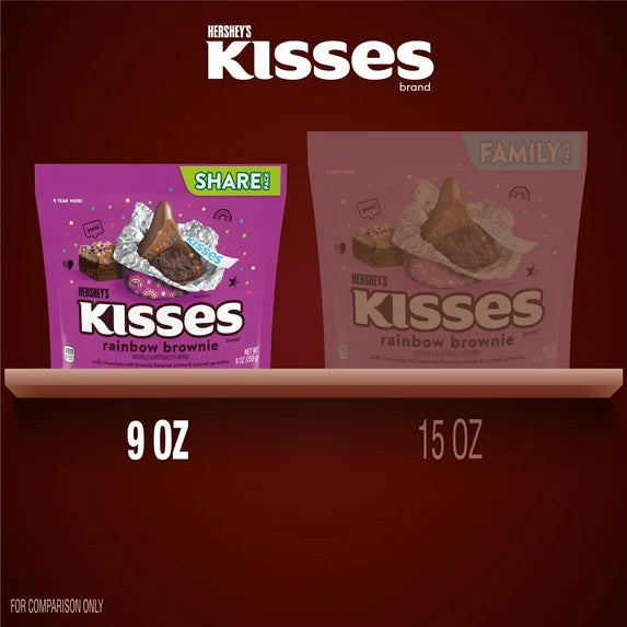 Hershey's Kisses Rainbow Brownie Flavored Candy, Share Pack 9 oz
