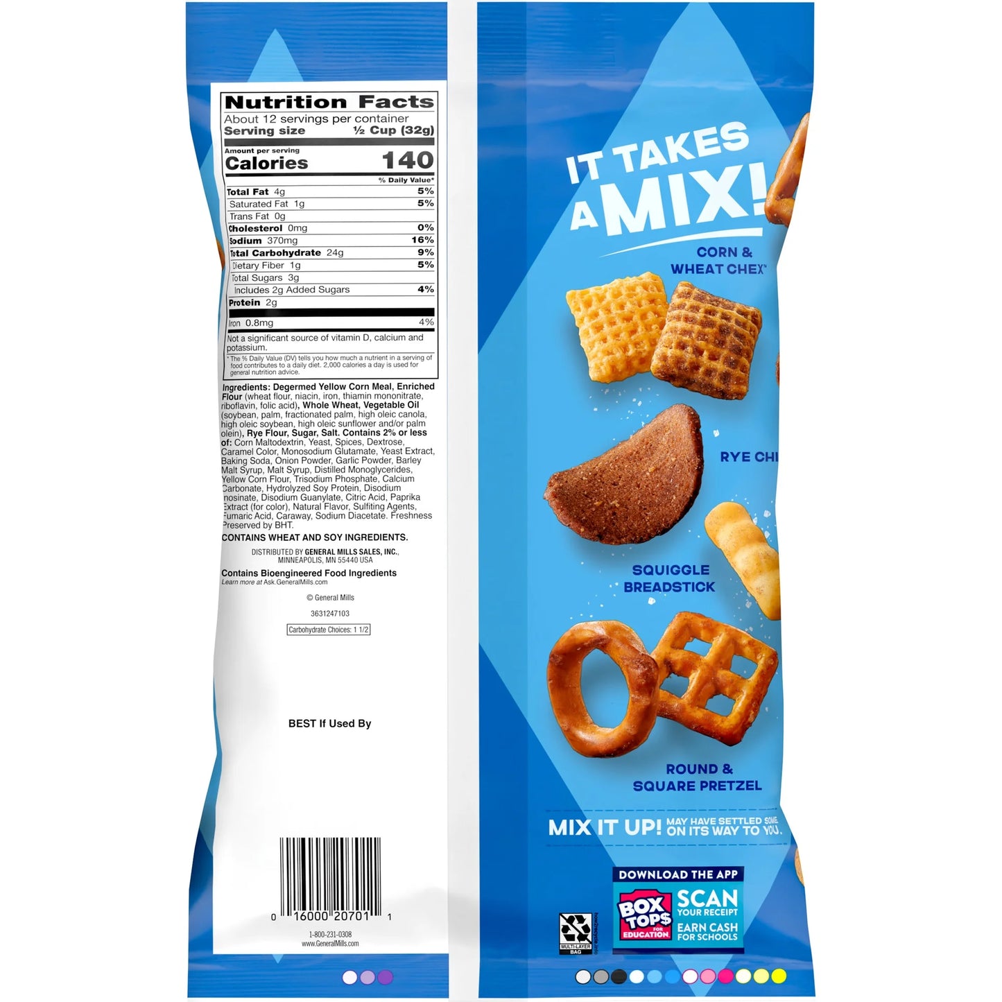 Chex Mix Traditional Original Recipe Snack Mix, Savory Snack Bag, Family Size, 13.5 oz