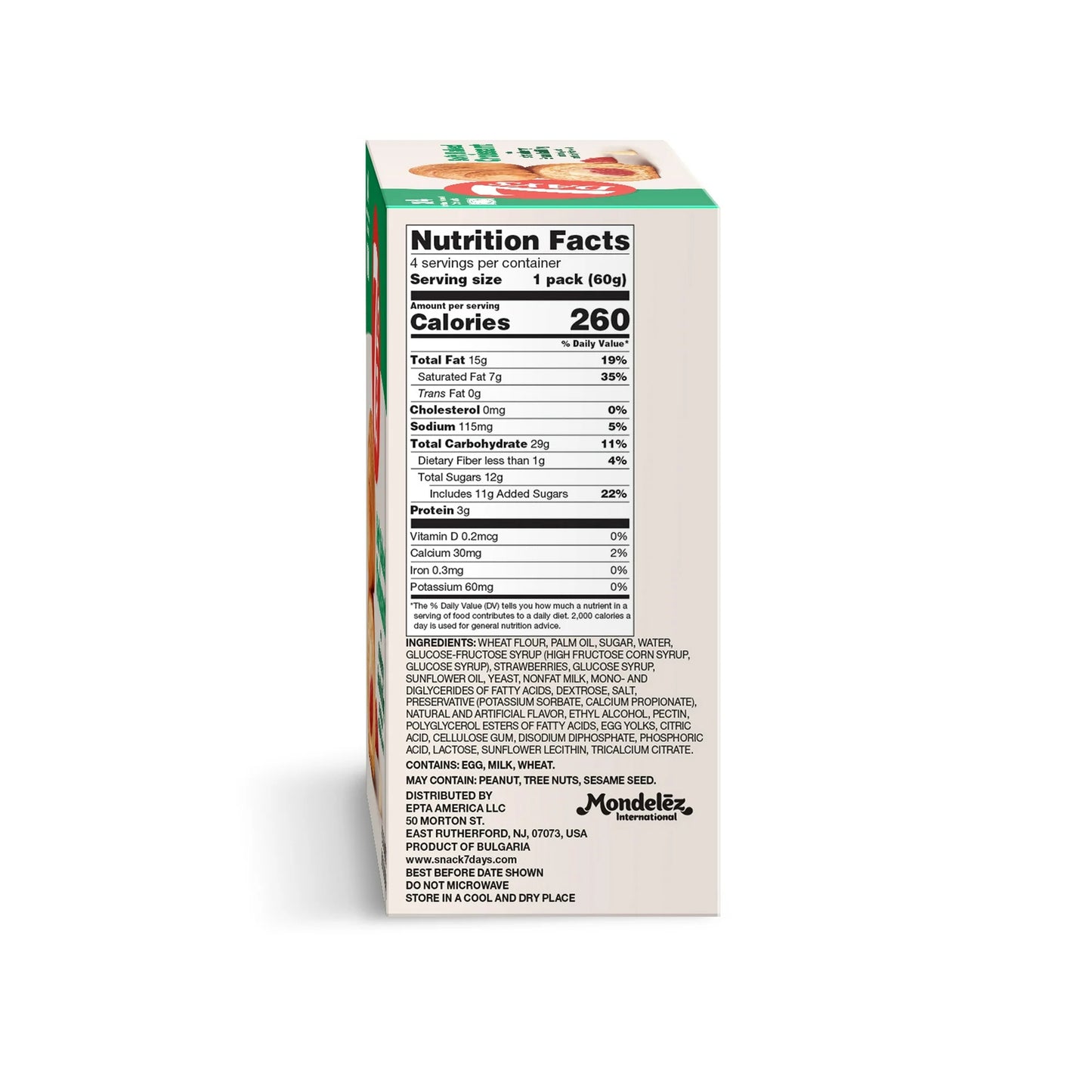 7Days Soft Croissant, Strawberry Vanilla (4 Pack), On The Go Breakfast, Individually Wrapped (2.12oz, Pack of 4), 8.5oz