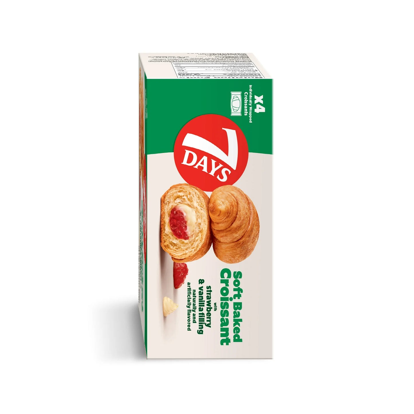 7Days Soft Croissant, Strawberry Vanilla (4 Pack), On The Go Breakfast, Individually Wrapped (2.12oz, Pack of 4), 8.5oz