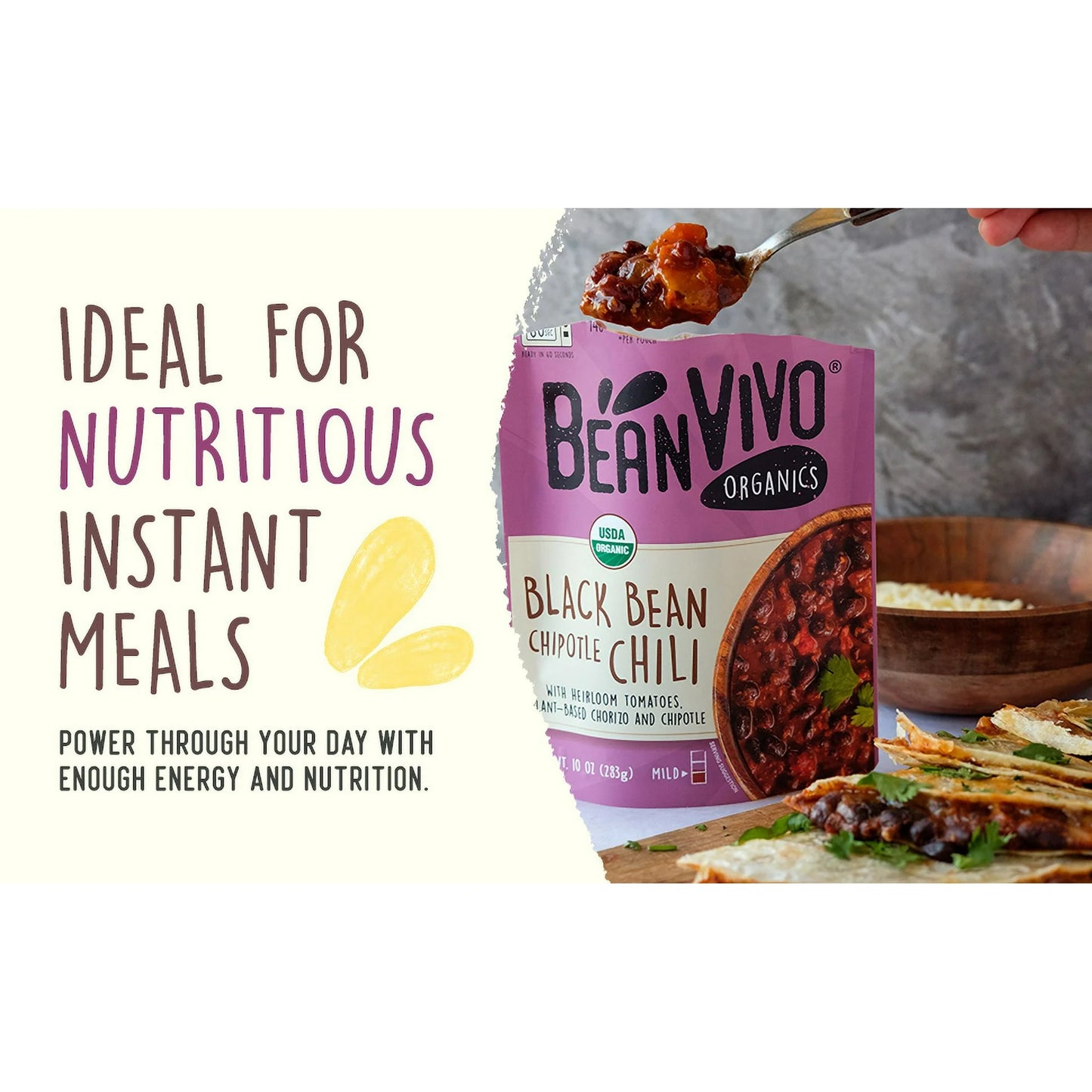 BeanVIVO Organic Black Bean Chipotle Chili, 10 oz. Pouch