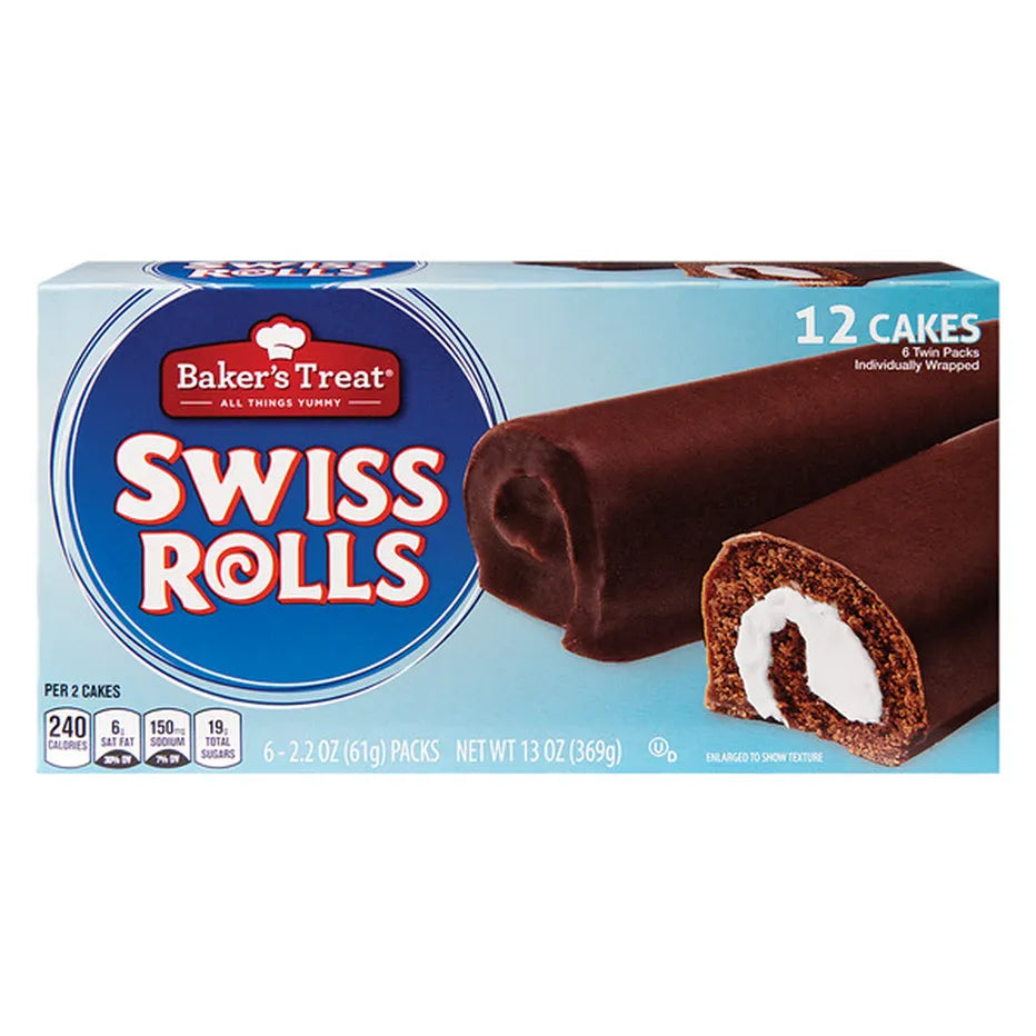 Baker's Treat Swiss Rolls 13 oz, 12 cakes