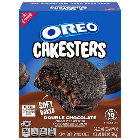 Oreo Cakesters Snack Cakes, Soft, Double Chocolate, 10.1 oz