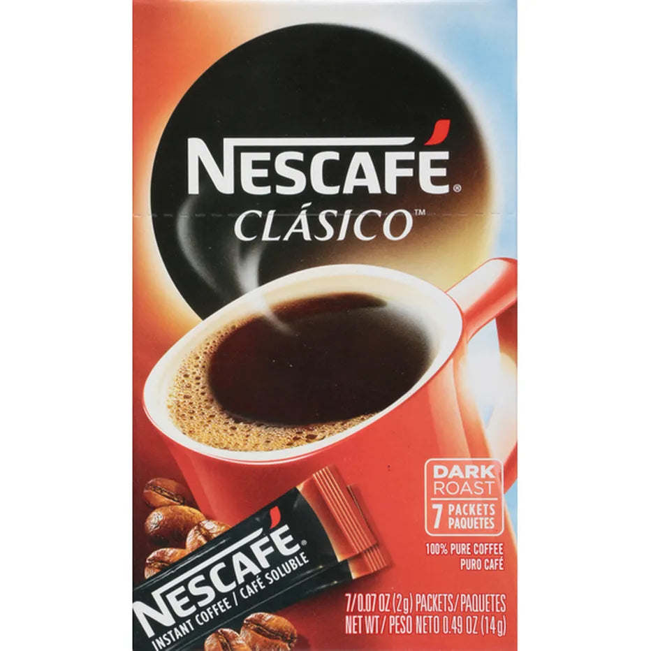 NESCAFÉ Coffee, Instant, 100% Pure, Dark Roast, 7 Packets, .49 oz