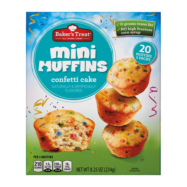 Baker's Treat Mini Confetti Cakes 8.25oz, 5pks/20muffins
