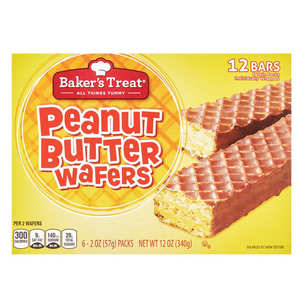 Baker's Treat Peanut Butter Wafers, 12oz, 12Bars