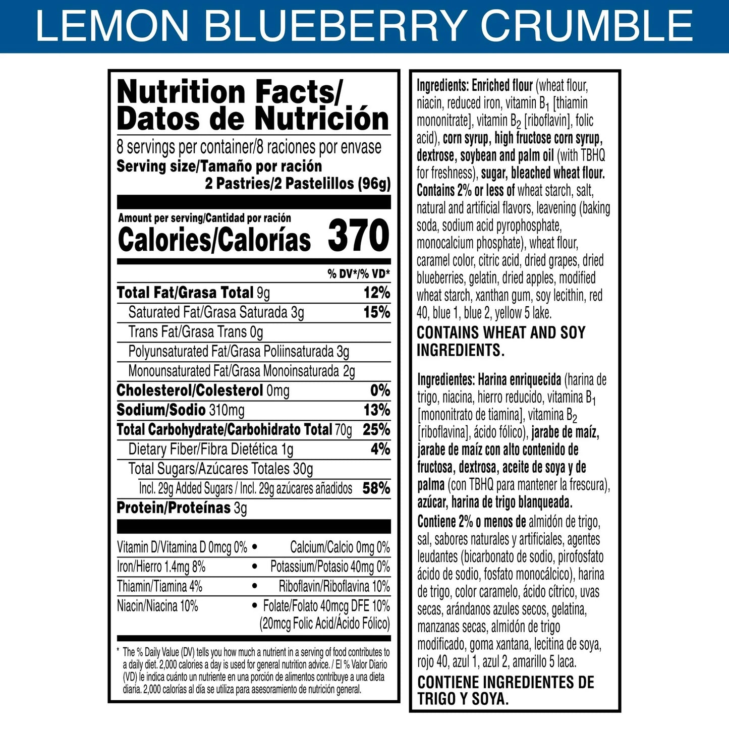 Pop-Tarts Frosted Lemon Blueberry Crumble Toaster Pastries, Breakfast Foods, Shelf-Stable, 27 oz (16 Count)