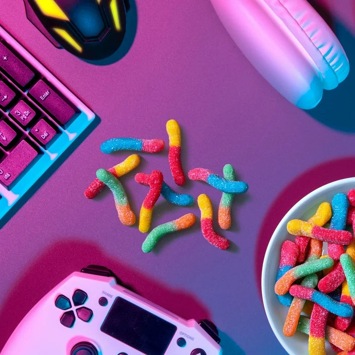 Trolli Sour Brite Crawlers, Candy, Cherry-Lemon, Strawberry-Grape & Orange-Lime, Sweet and Sour, Gummy Worms, 14 oz