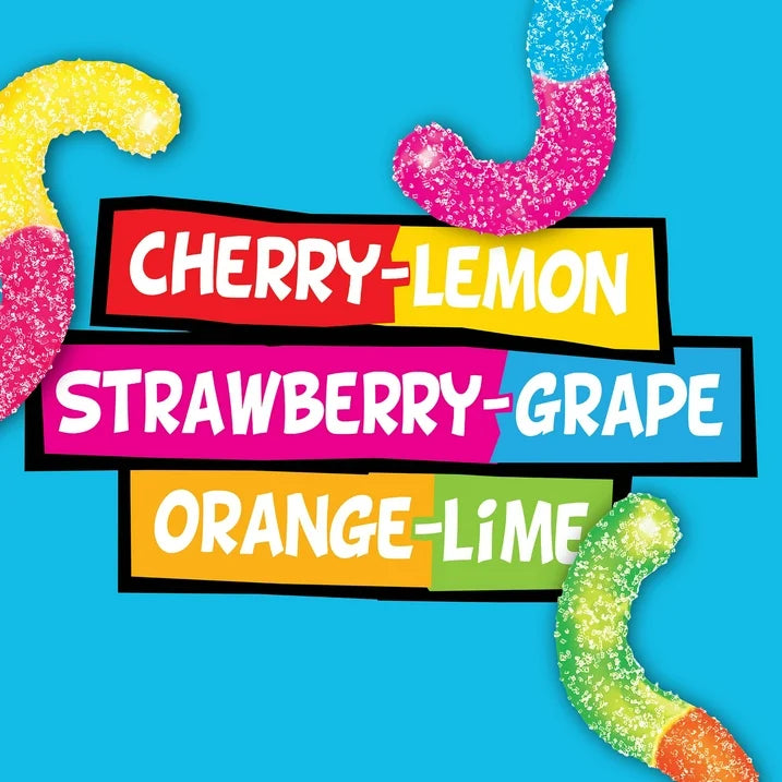 Trolli Sour Brite Crawlers, Candy, Cherry-Lemon, Strawberry-Grape & Orange-Lime, Sweet and Sour, Gummy Worms, 14 oz