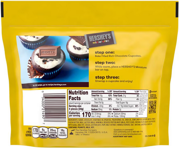 HERSHEY'S Miniatures Assorted Chocolate Candy, Share Pack, 10.4 oz
