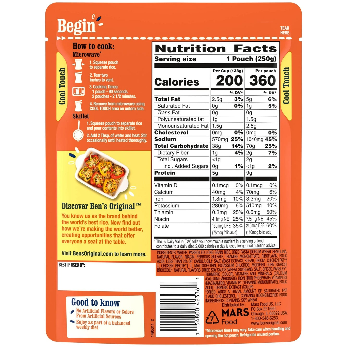Ben's Original Ready Flavored Rice Pilaf, Easy Dinner Side, 8.8 Ounce Pouch