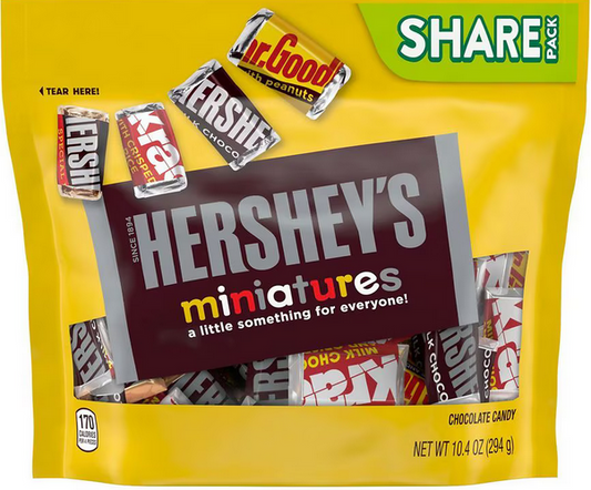 HERSHEY'S Miniatures Assorted Chocolate Candy, Share Pack, 10.4 oz