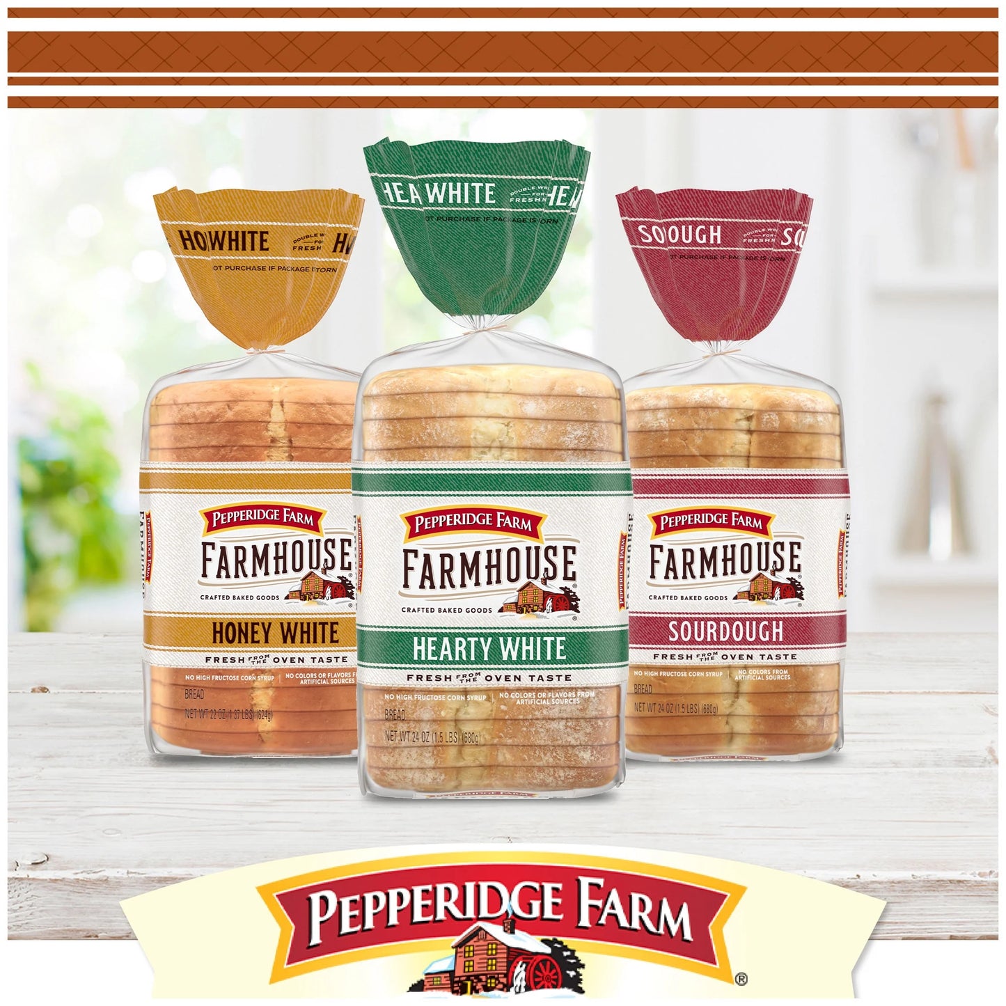 Pepperidge Farm Farmhouse Homestyle Oat Bread, 24 oz Loaf
