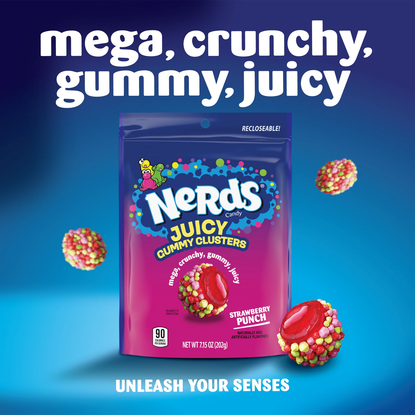 NERDS Juicy Gummy Clusters, Strawberry Punch, Juicy and Gummy Candy, for Snacking and Sharing, 7.15 oz Stand Up Bag