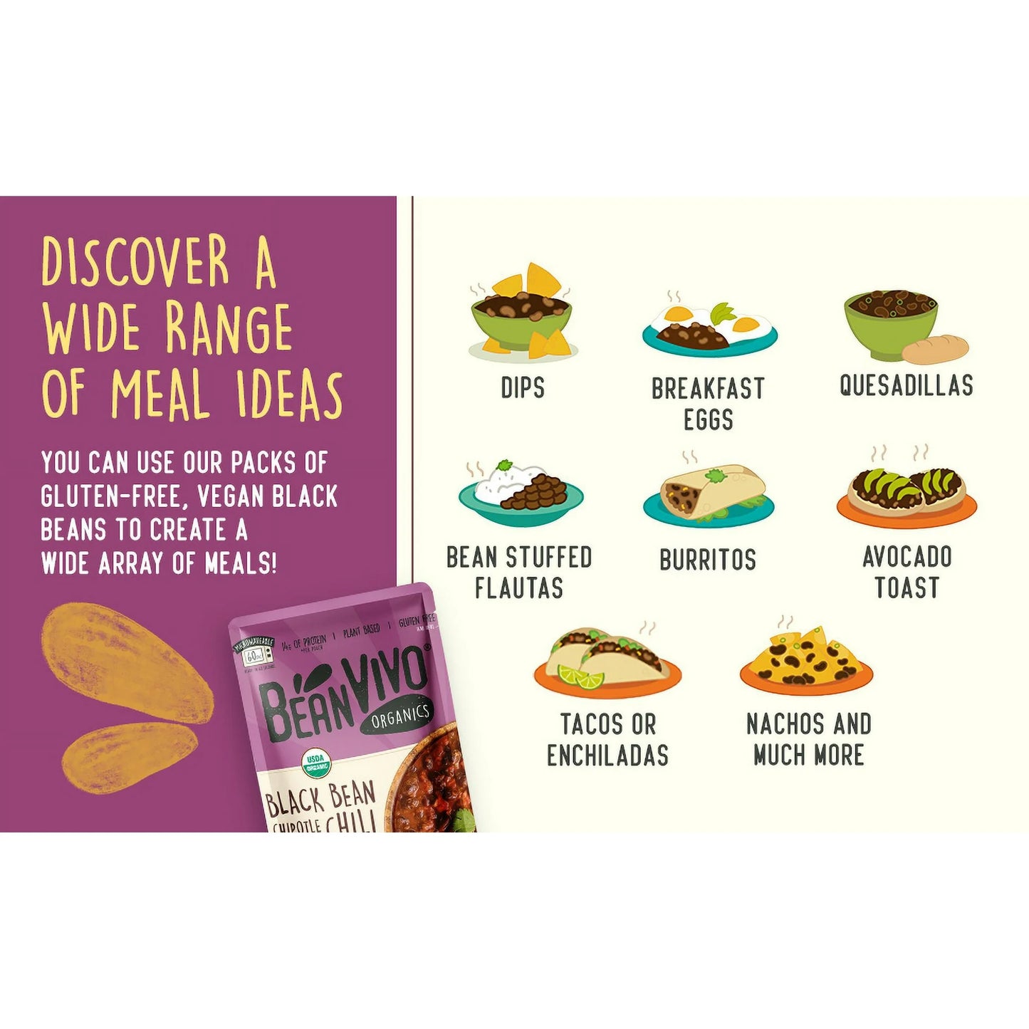 BeanVIVO Organic Black Bean Chipotle Chili, 10 oz. Pouch