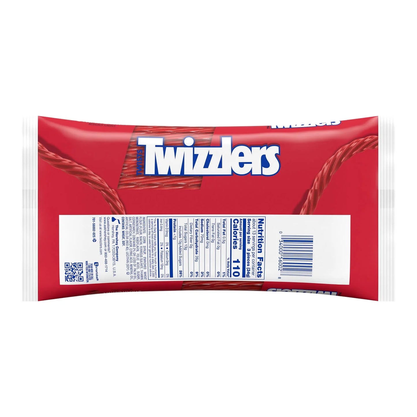 Twizzlers Twists Strawberry Flavored Licorice Style Low Fat Candy, Bag 16 oz