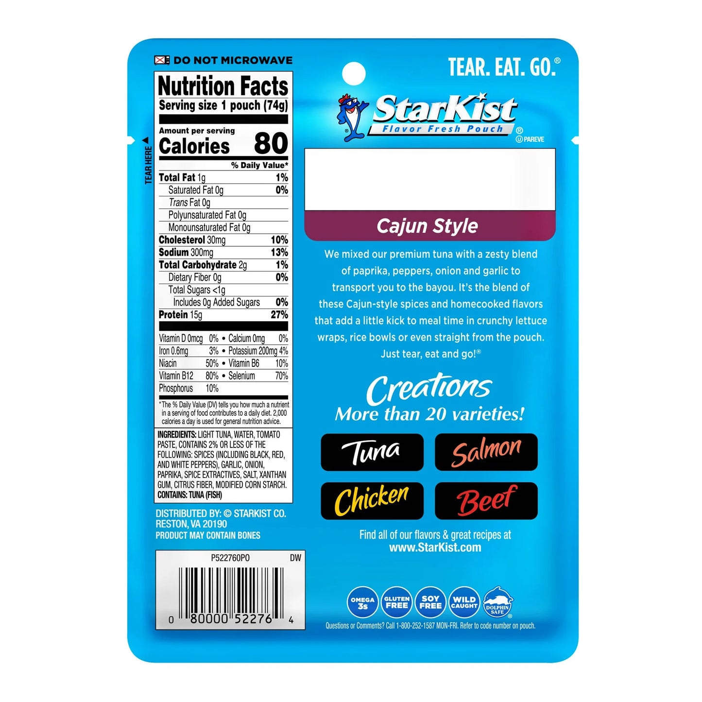 Starkist Tuna Creations Cajun Style, 2.6 oz Pouch