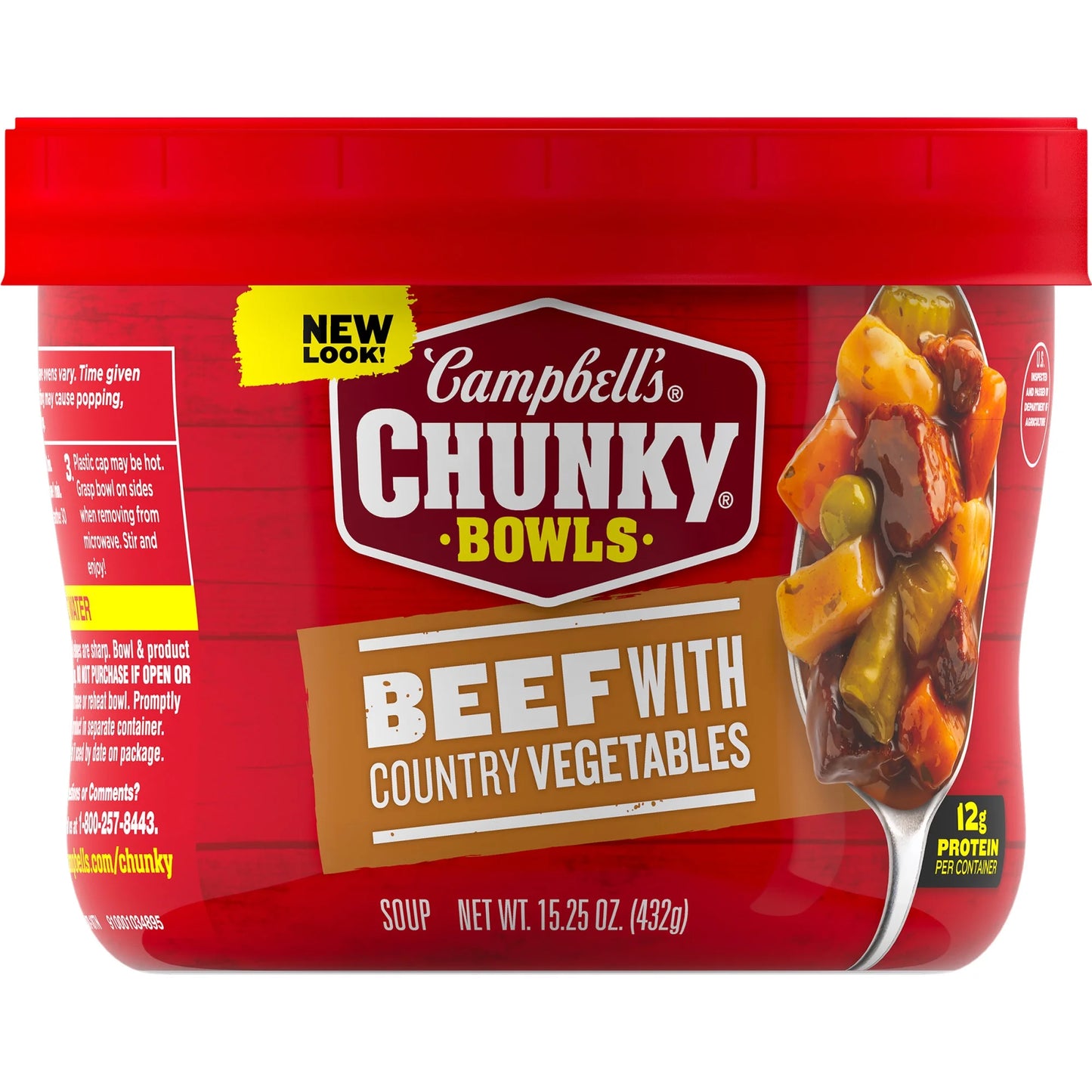 Campbell’s Chunky Soup, Beef Soup with Country Vegetables, 15.25 oz Microwavable Bowl