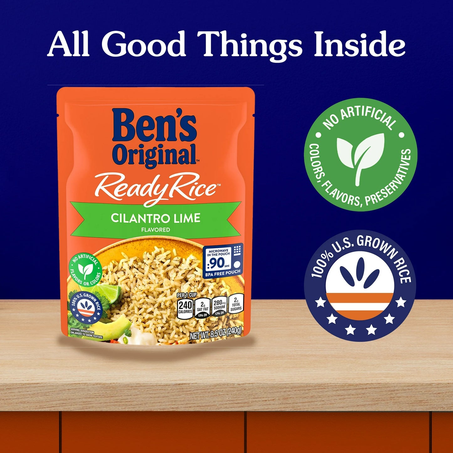 Ben's Original Ready Rice, Cilantro Lime Flavored, Easy Dinner Side, 8.5 Ounce Pouch