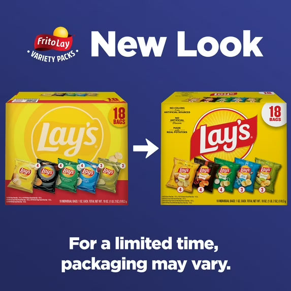 Lay's Snacks Mix Potato Chips Variety Pack, 1 oz, 18 Count