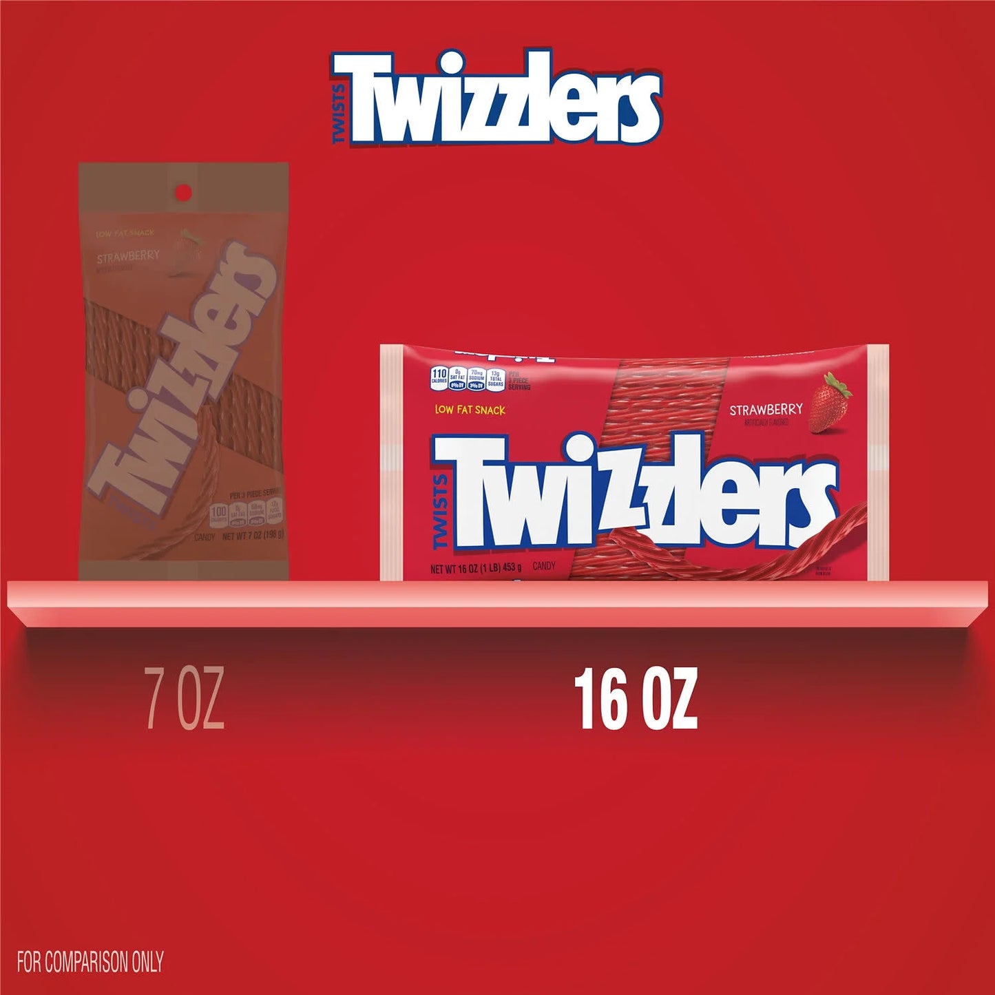 Twizzlers Twists Strawberry Flavored Licorice Style Low Fat Candy, Bag 16 oz