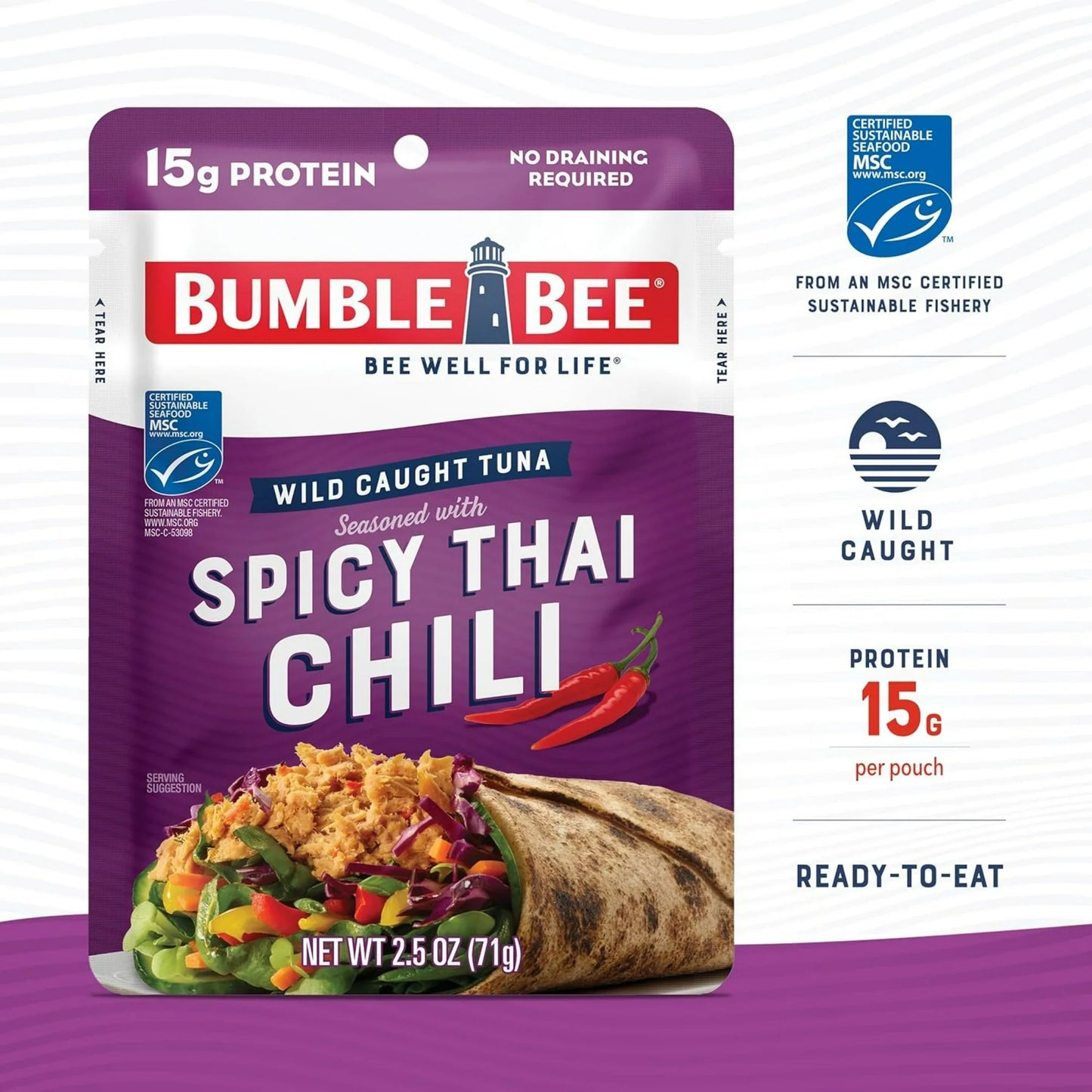 Bumble Bee Spicy Thai Chili Seasoned Pouch Tuna, 2.5 Ounce