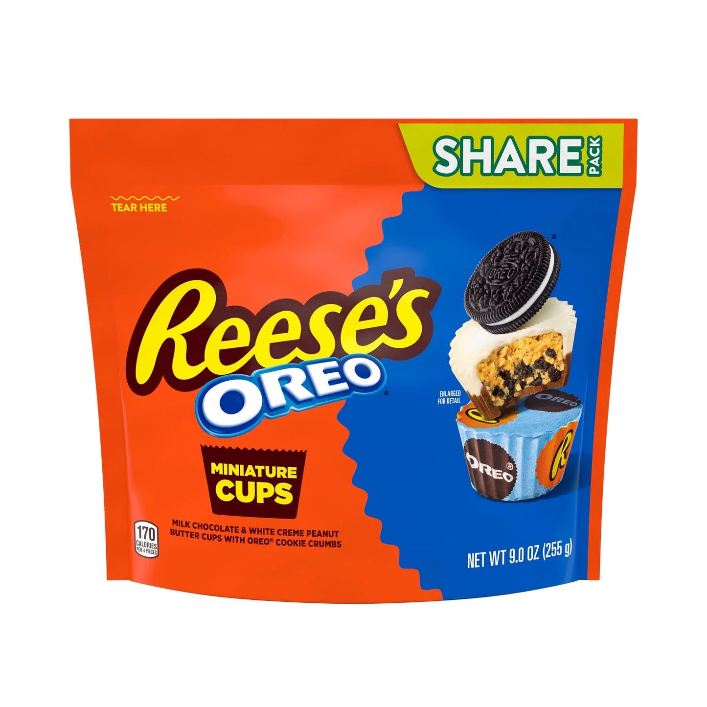 Reese's OREO Miniatures Milk Chocolate and White Creme Peanut Butter Cups Candy, Share Pack 9 oz
