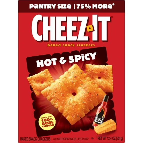 Cheez-It Hot and Spicy Cheese Crackers, Baked Snack Crackers, 12.4 oz