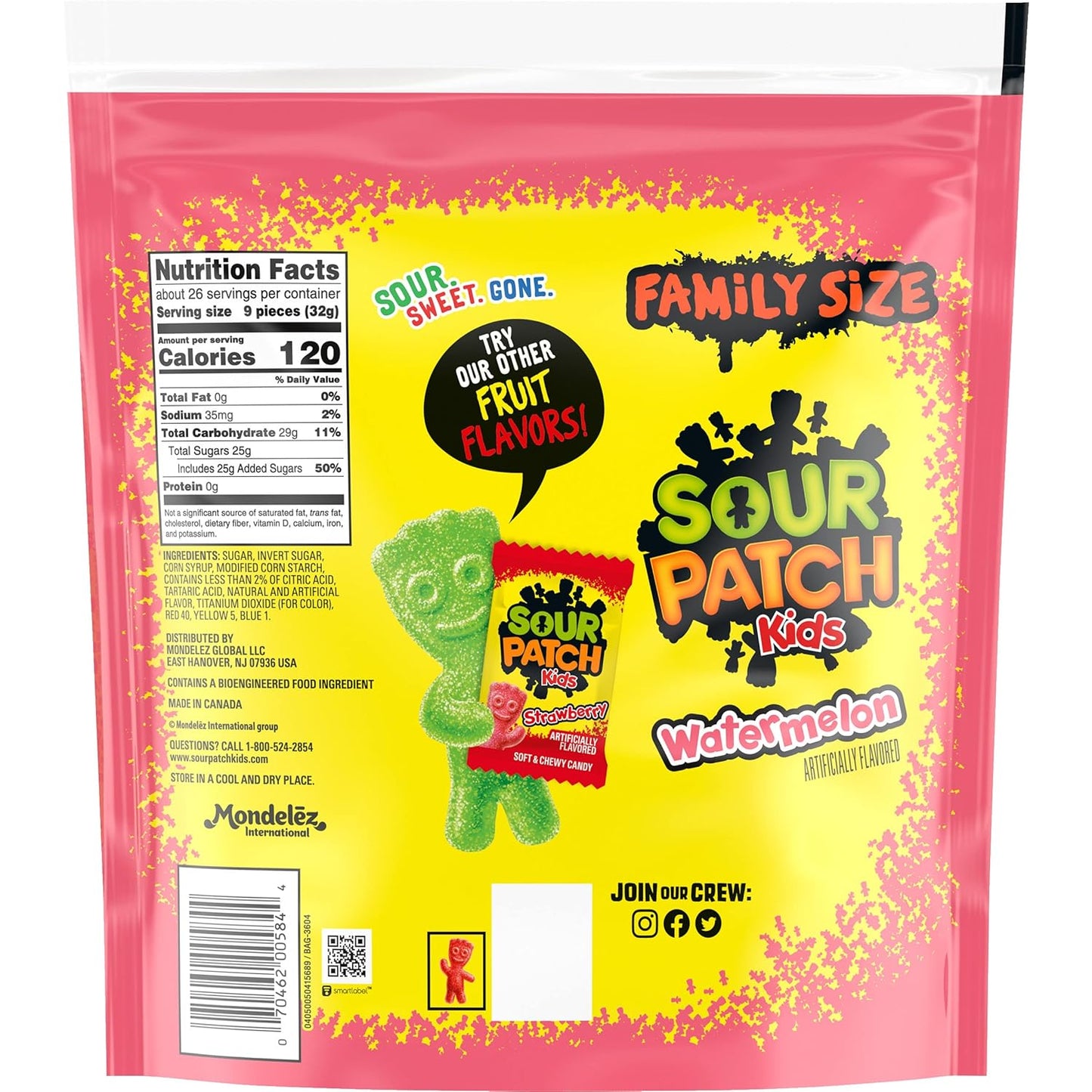 SOUR PATCH Watermelon Soft & Chewy Candy, Family Size, 1.8 lb