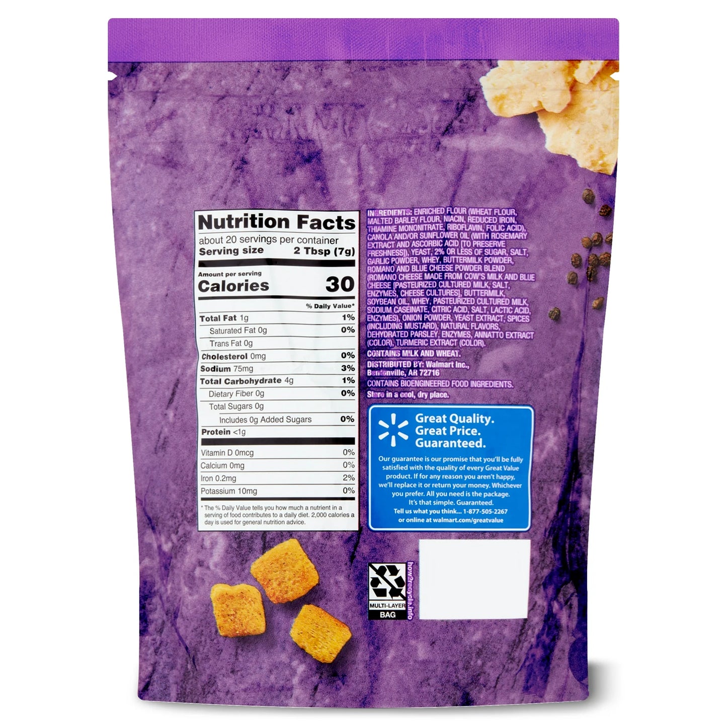 Great Value Caesar Croutons, 5 oz Resealable Bag, Oven Baked