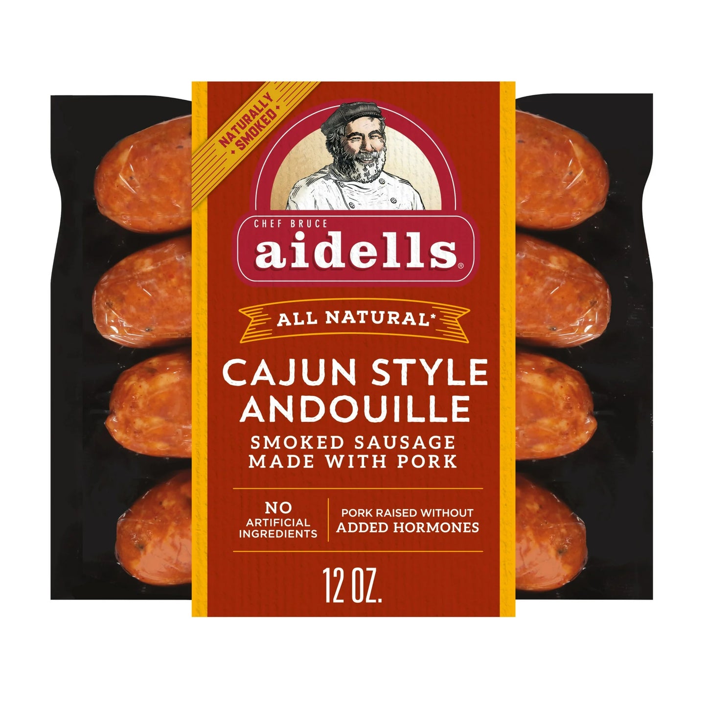 Aidells All Natural Cajun Style Andouille Smoked Pork Sausage Links, 4 Count, 12 oz