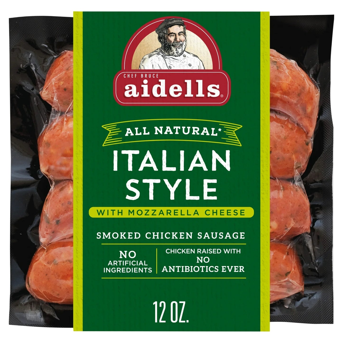 Aidells Italian Style Smoked with Mozzarella Cheese Chicken Sausage Links, 12 oz, 4 Count
