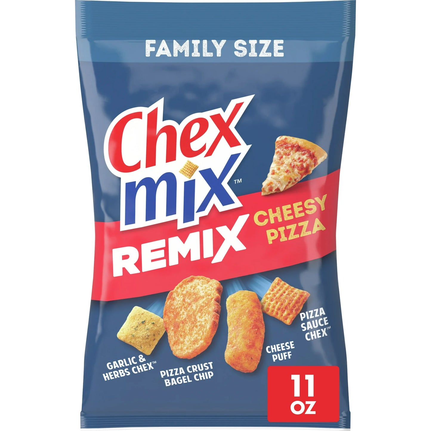Chex Mix snack mix, Remix Cheesy Pizza, Savory Snack Bag, Family size, 11 oz