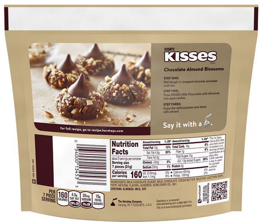 Hershey's Kisses Almond Chocolate Candy - 10oz