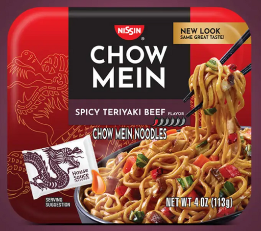 Nissin Chow Mein Noodle Premium Spicy Teriyaki Beef Flavor 4 oz