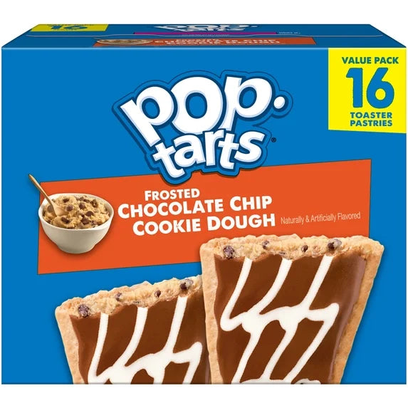Pop-Tarts Frosted Chocolate Chip Cookie Dough Toaster Pastries, Breakfast Foods, Shelf-Stable, 27 oz (16 Count)